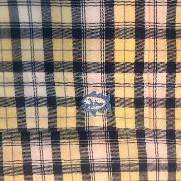 Southern Tide Men’s Blue and Yellow Plaid Casual Button Down Shirt - Medium - Picture 5 of 9